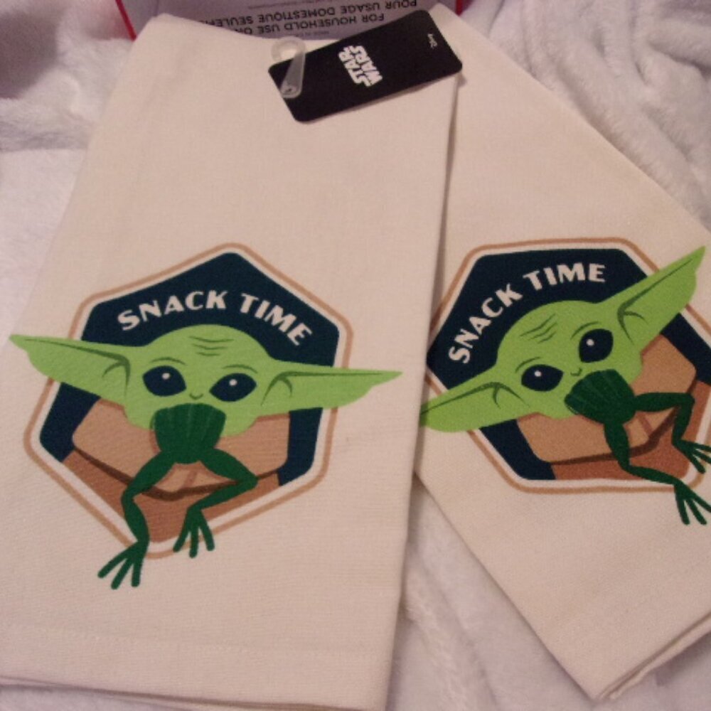 Disney Star Wars The Child Snack Time Kitchen Dish Towel 2 PACK New with tags